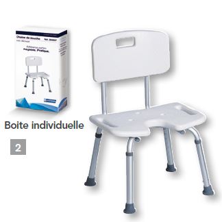 Douchestoel met rugleuning + anatomische uitsparing 