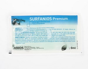 Surfanios premium dose 20ml ! Biocide gesloten circuit, gebruik met voorzichtigheid na het lezen van de gebruiksaanwijzing - De koper is wettelijk verplicht zich te registreren via www.biocide.be