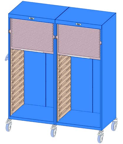 Double cabinet  with rolling shutter without locking 2x17 levels                                                                                                                                                  