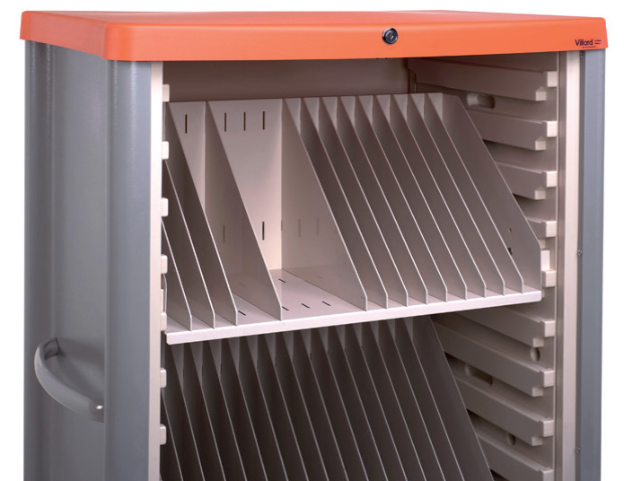 Fixed holder with maximum 18 compartments for medical files 