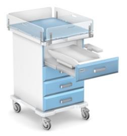 Verschoontafel met 3 laden + 1 lade voor babyschaal - RAL5012 blauw