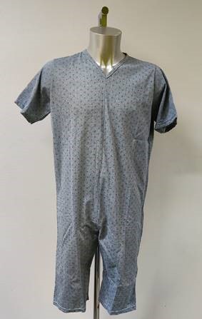 Pyjama grenouillère bleu - Manches et jambes courtes - Tirette dans le dos